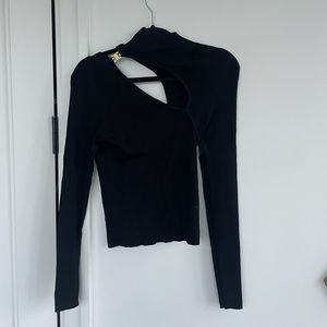 Zara Black Cutout Mock Turtleneck Sz Medium